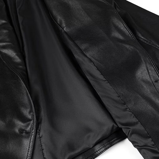 Damen elegante Kunstlederjacke mit modischen Schnürdetails R&B