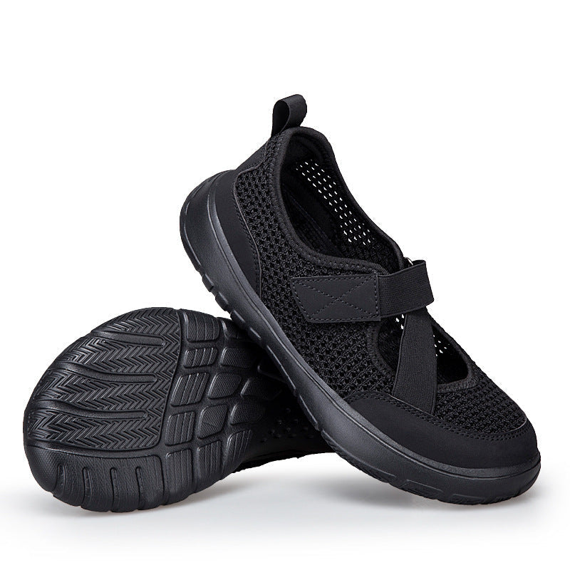 Damen nan atmungsaktive Strick-Riemchensneaker mit Klettverschluss gepolsterter Komfortsohle und flexibler Profillaufsohle R&B