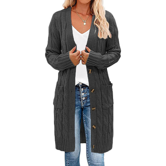 Damen Strickjacke mit Kabelmuster und Taschen R&B
