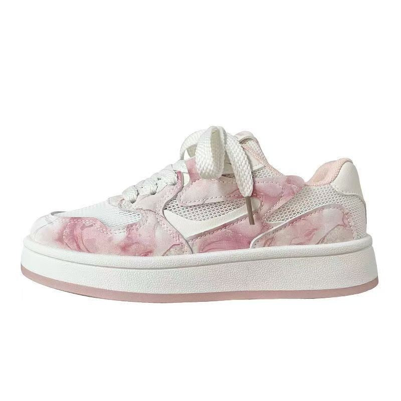 Damen modische Sneakers mit floralem Design und atmungsaktiver Obermaterialkombination