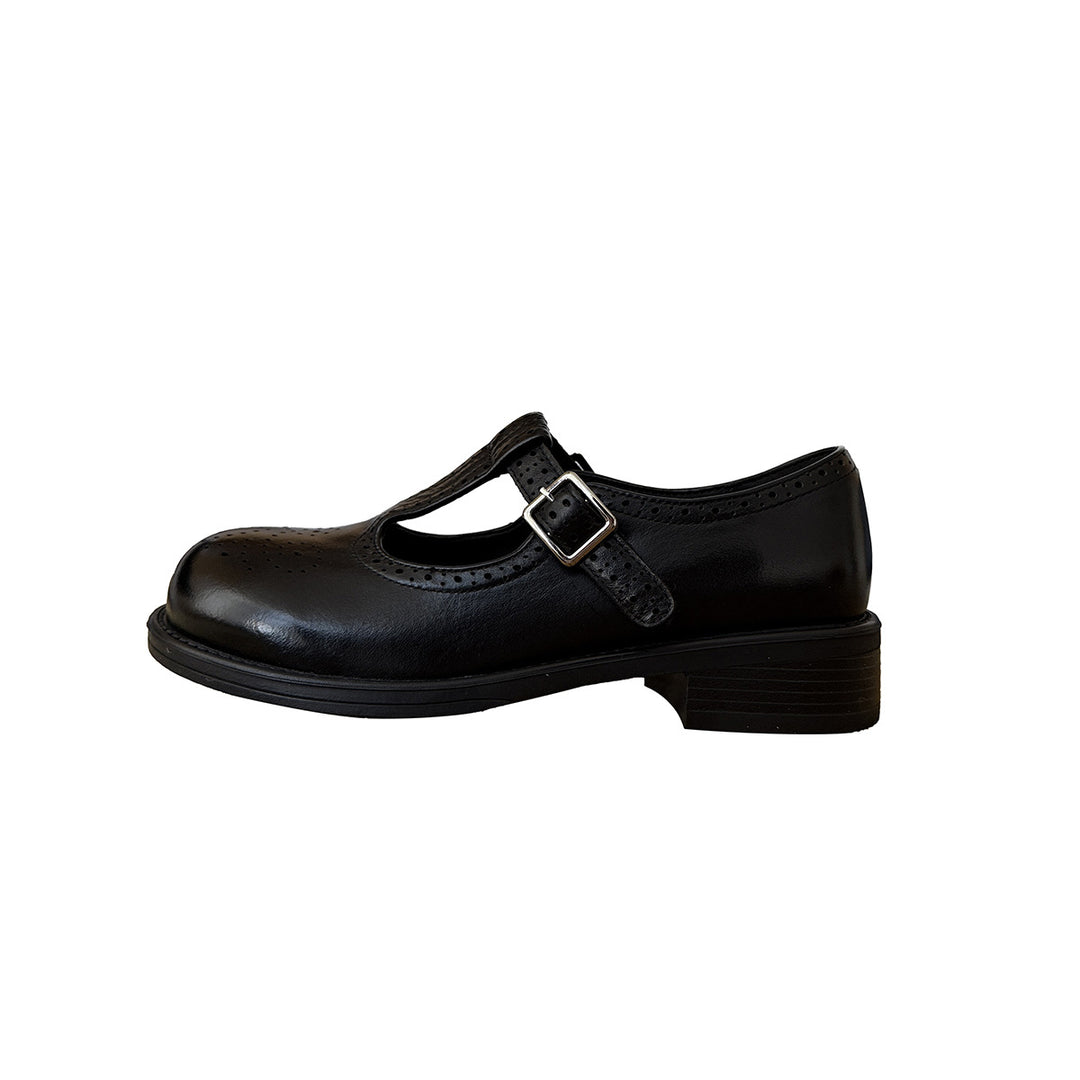 Damen Mary Jane Schuhe mit dekorativen Lochmustern und klassischem Riemchen R&B