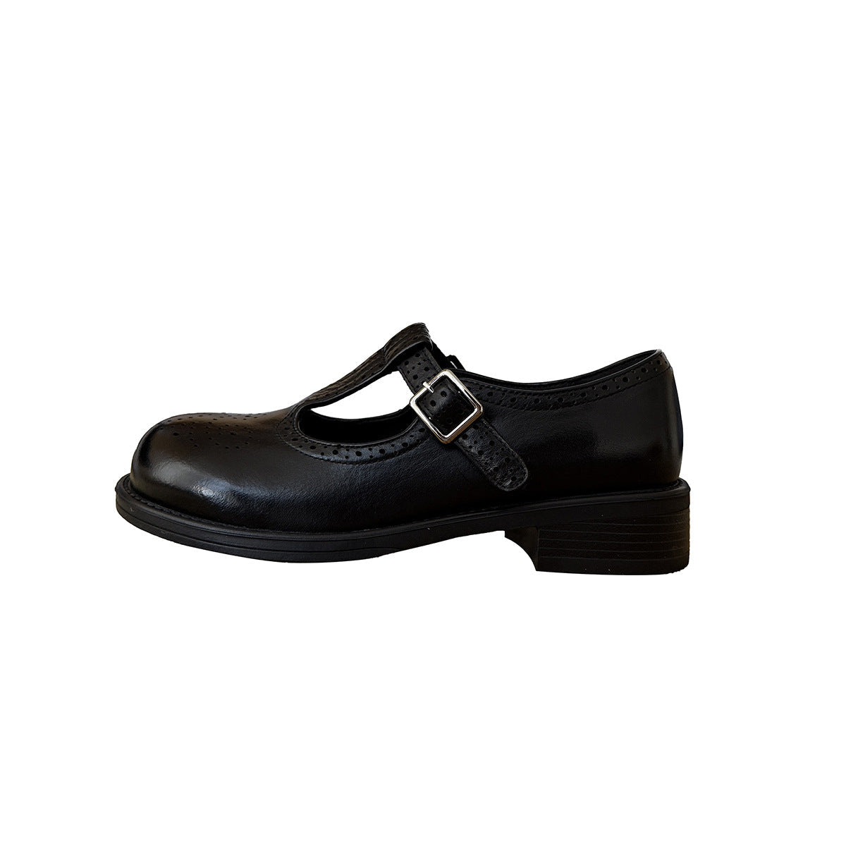 Damen Mary Jane Schuhe mit dekorativen Lochmustern und klassischem Riemchen