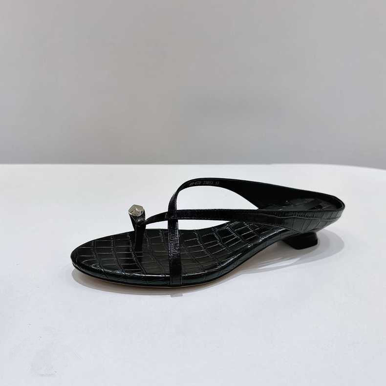 Damen elegante Zehensteg-Sandalen mit modischem Riemendesign und komfortablem Absatz R&B