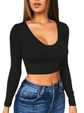 Damen Langarm Crop Top R&B
