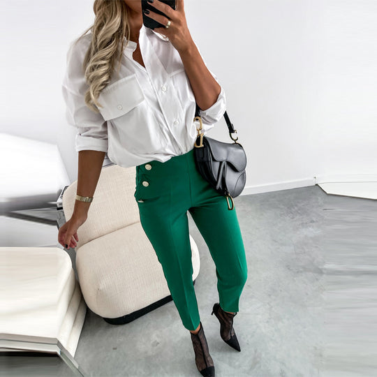 Damen Hochtaillierte Hosen R&B