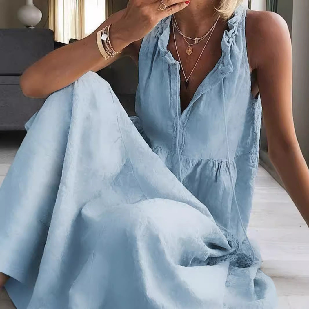 Damen Maxikleid mit romantischem Rüschendetail R&B