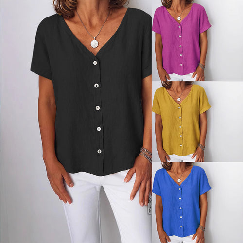 Damen Leinenbluse mit Knopfdetails R&B