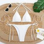 Damen Triangel-Bikini mit verstellbaren Bindändern und zierlichen Muscheldetails