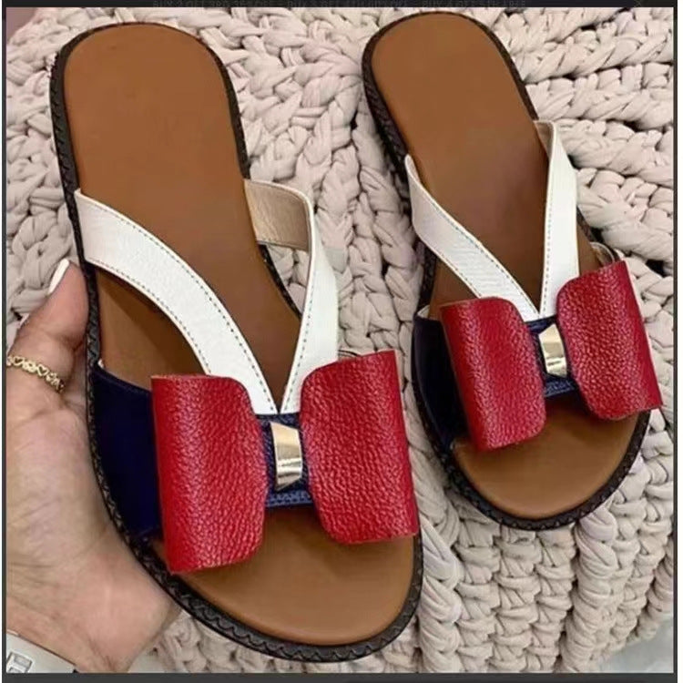 Damen elegante Flip-Flops mit modischen Schleifenapplikationen R&B