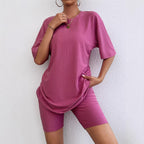 Damen Sportliches Kurzarm-Kleid mit integriertem Radlerhose