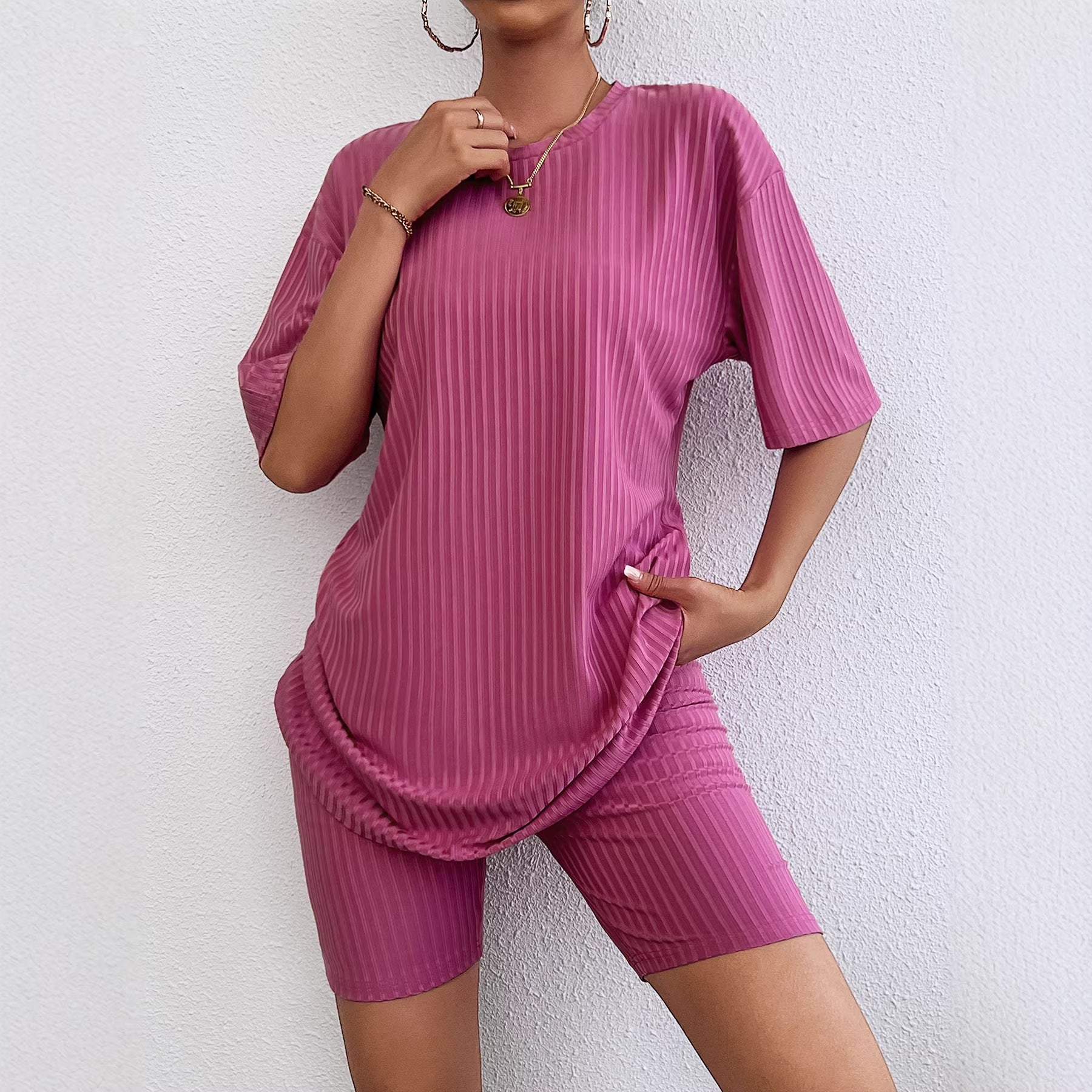 Damen Sportliches Kurzarm-Kleid mit integriertem Radlerhose