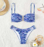 Damen Bikini-Set mit verspieltem Mustermix und modernen Schnürdetails R&B