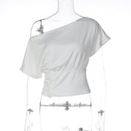 Damen Asymmetrisches Blusenshirt mit raffinierten Drapierungen R&B