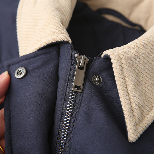 Damen gesteppte Übergangsjacke mit kontrastierendem Kragen und praktischen Taschen R&B