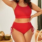 Damen Hochgeschnittener Bikini mit verstellbaren Kordeln
