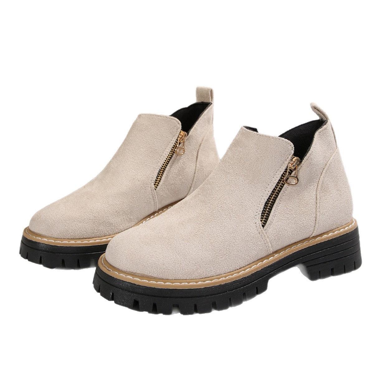 Damen Trendige Chelsea-Boots mit seitlichem Reißverschluss und rutschfester Sohle R&B