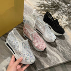 Damen Slip-On Sneakers mit elegantem Spitzenmuster und dämpfendem Fußbett R&B