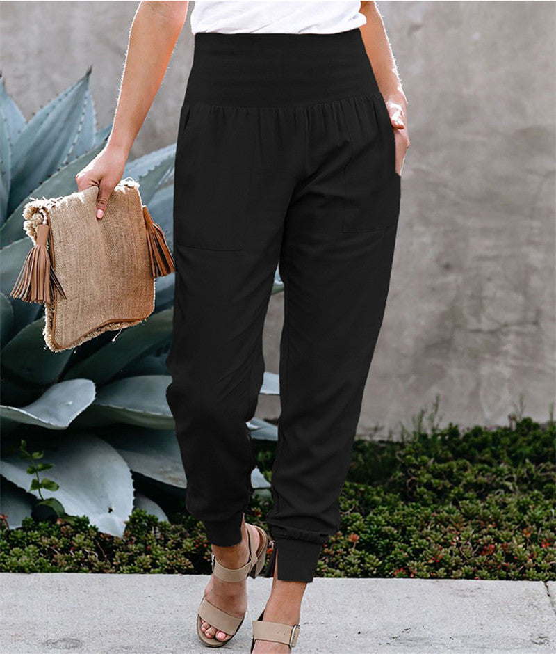 Damen bequem geschnittene Jogger-Hose mit seitlichen Taschen und Gummizug R&B