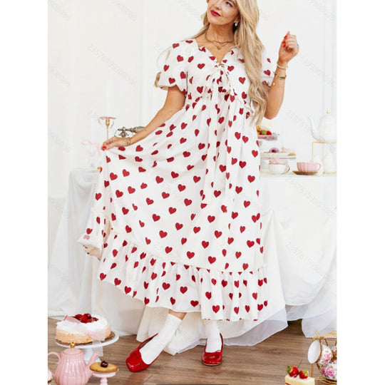 Damen Maxikleid mit Herzen R&B
