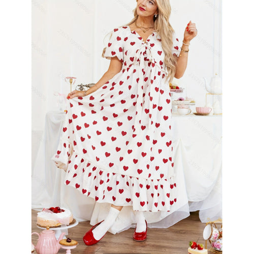 Damen Maxikleid mit Herzen R&B