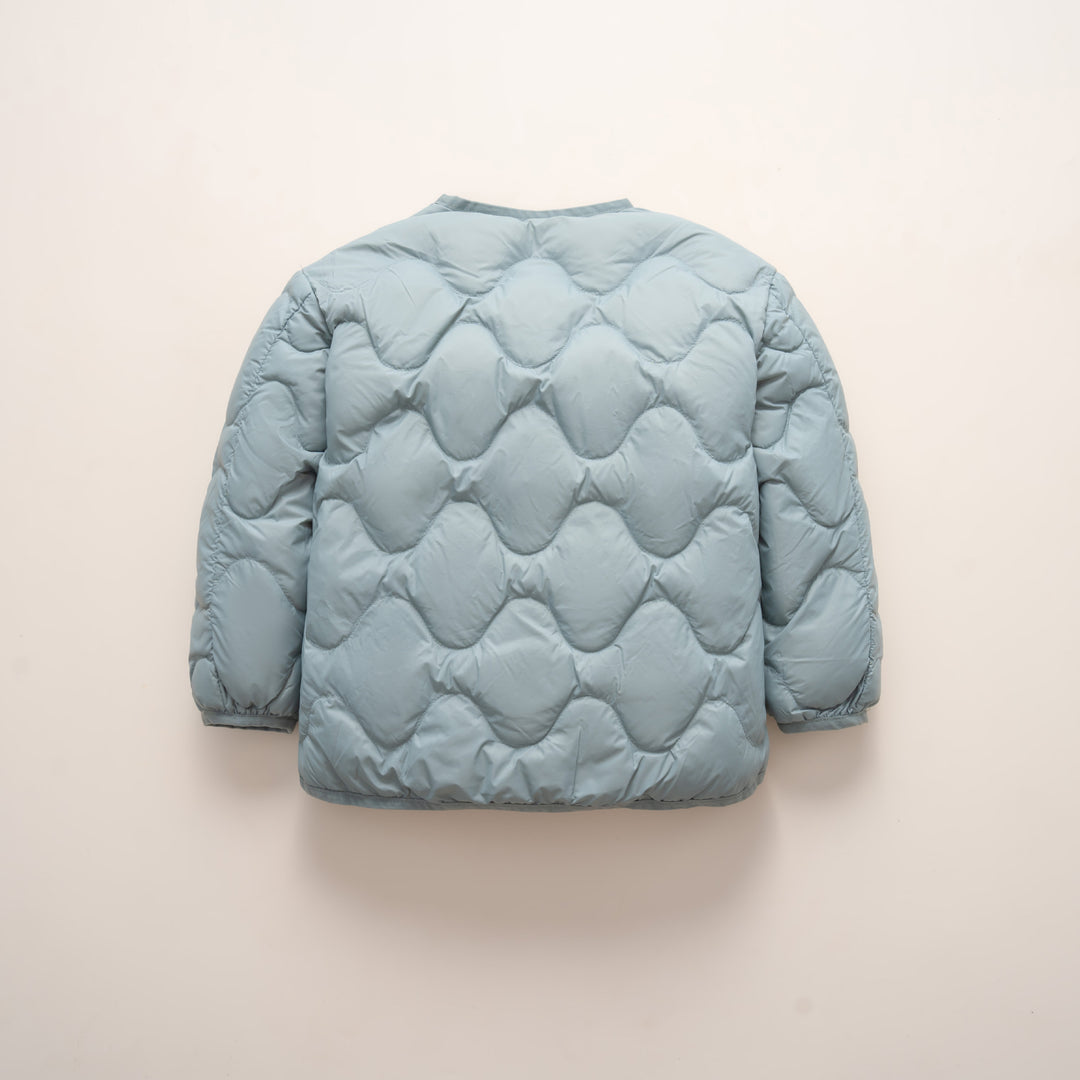 Damen gesteppte Daunenjacke mit modernen Wellenmustern und praktischen Taschen R&B