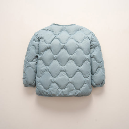 Damen gesteppte Daunenjacke mit modernen Wellenmustern und praktischen Taschen R&B
