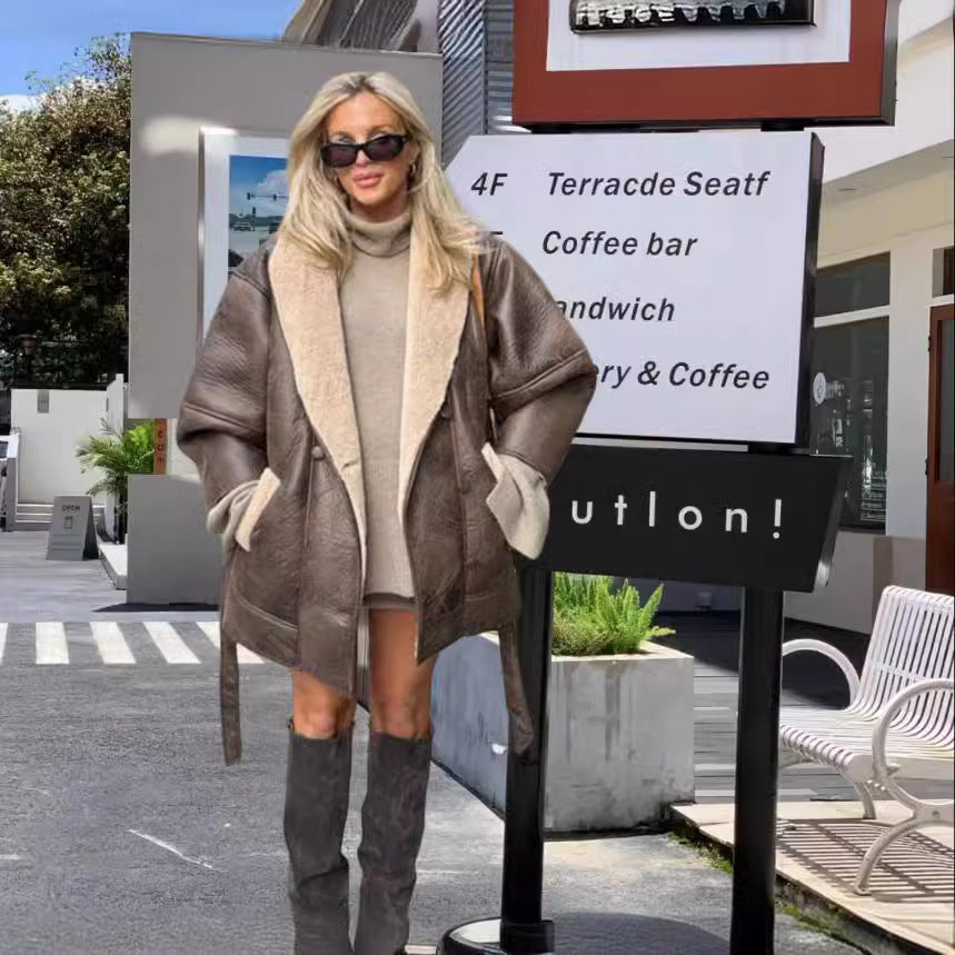 Damen Wickeljacke mit kuscheligem Kragen R&B