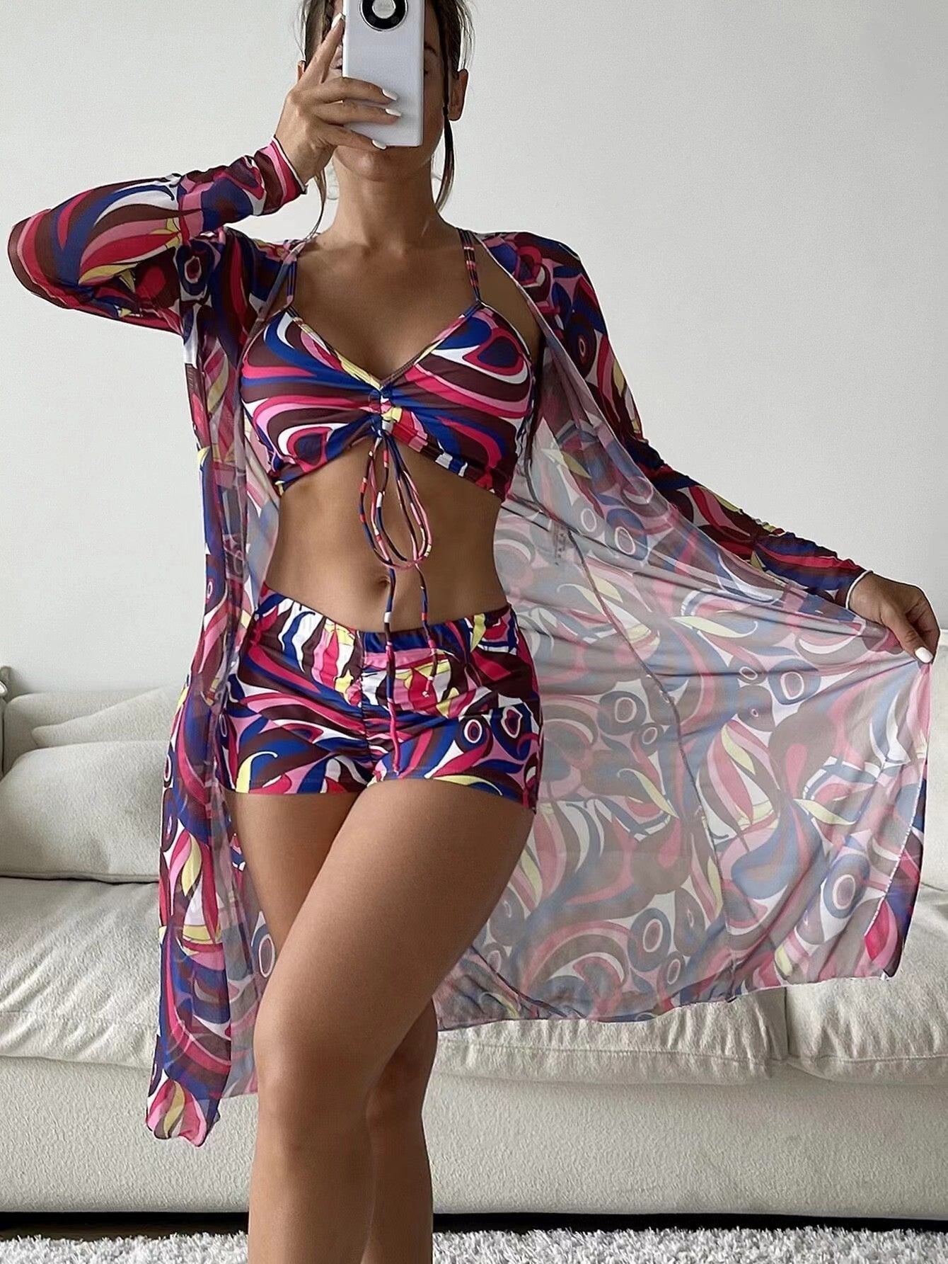 Damen Tankini-Set mit modischem Overshirt R&B