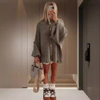 Damen Strickjacke mit weiten Ärmeln und Knopfdetails R&B