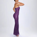 Damen Trägerloses Glamour-Maxi-Kleid mit schimmernden Pailletten und elegantem Schnitt R&B