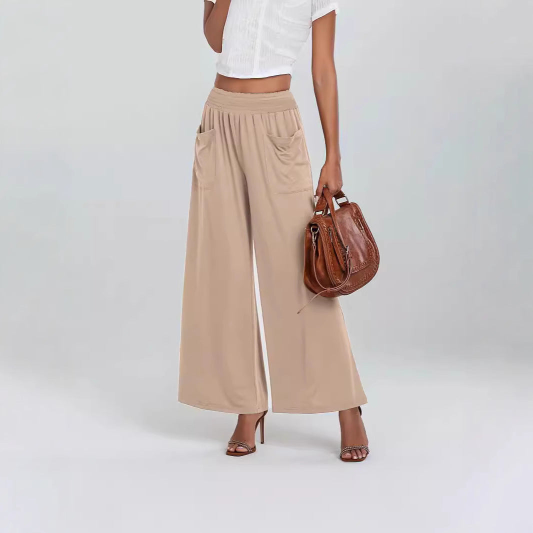 Damen Weit geschnittene Palazzo-Hose mit elastischem Bund und praktischen Taschen R&B