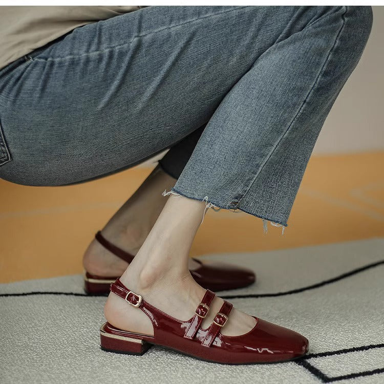Damen Sling-Ballerinas mit doppeltem Riemchen und komfortablem Blockabsatz R&B