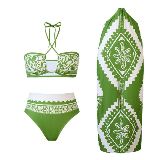 Damen Bikini-Set mit raffiniertem Wickeldesign und trendigem Mustermix R&B