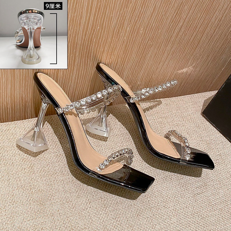 Damen elegante High Heel Sandalen mit glitzernden Strassverzierungen R&B