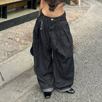 Damen Weite Hochtaillierte Streifenjeans R&B