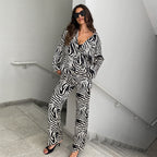Damen Elegante ZR&Bra-Muster Übergröße Pyjama-Anzug R&B