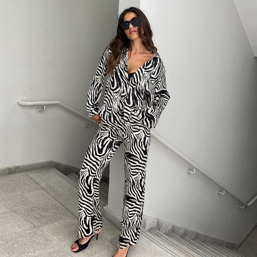 Damen Elegante ZR&Bra-Muster Übergröße Pyjama-Anzug R&B