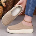 Damen nan gestrickter Slip-On Plateau-Sneaker mit sockenähnlichem Schaft, elastischem Einstieg und stoßdämpfender Leichtsohle R&B