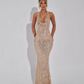 Damen Glamouröses Pailletten-Abendkleid mit tiefem V-Ausschnitt und elegantem Wickeldesign