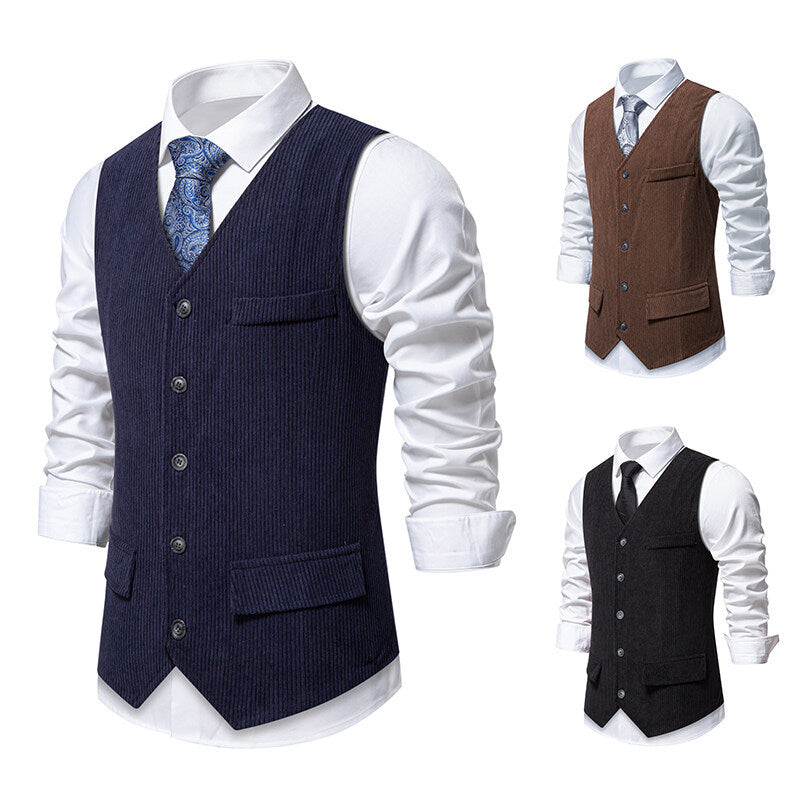 Herren eleganter Anzugweste mit strukturiertem Design und praktischen Taschen