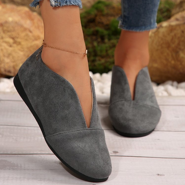 Damen elegante Slipper mit ausgefallenem V-Ausschnitt und bequemer Sohle EB