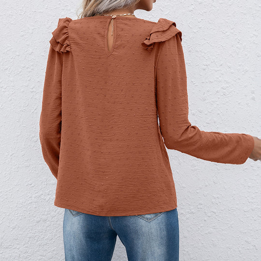 Damen lässiges Oberteil mit Rüschendetails und strukturierter Oberfläche R&B
