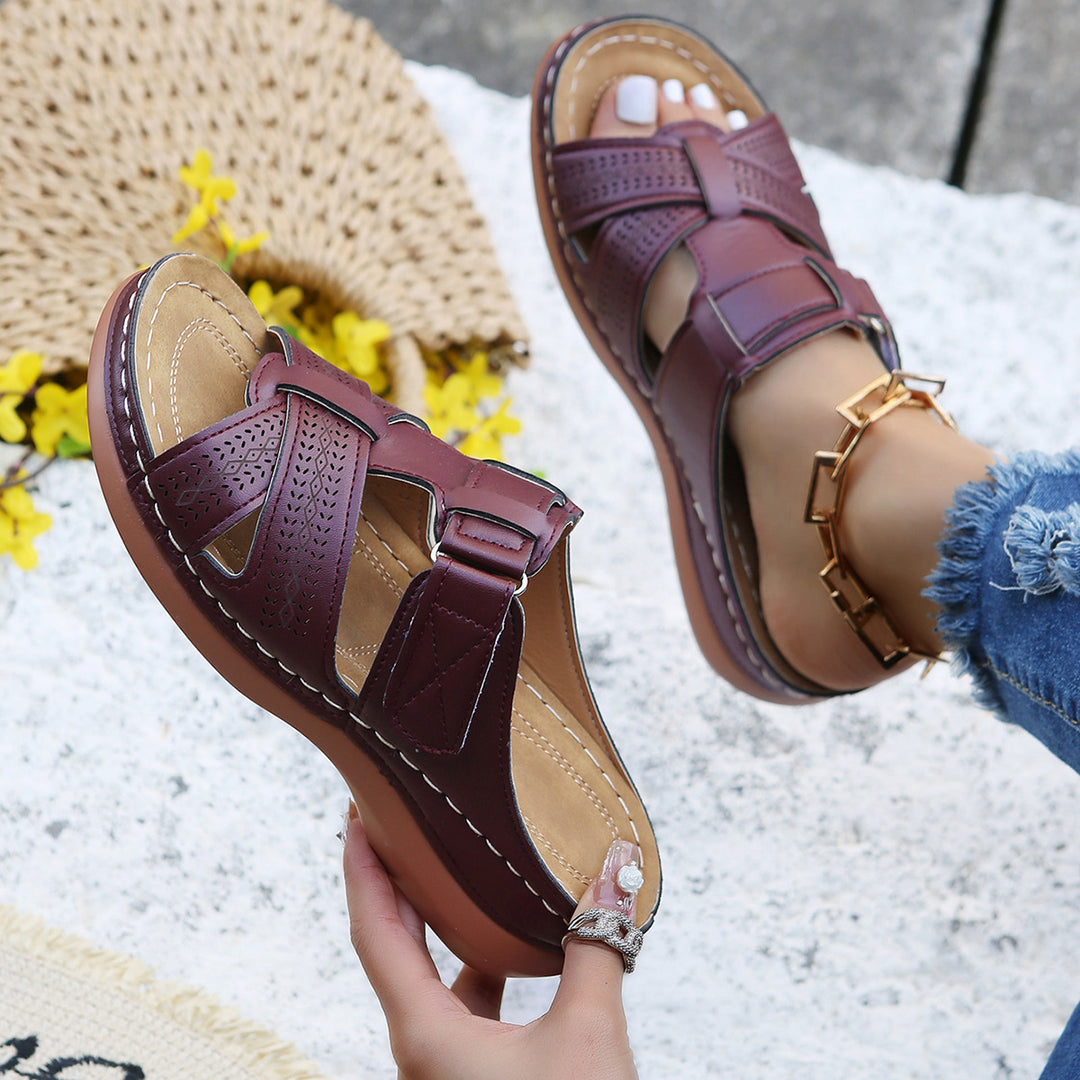 Damen Komfortable Sandalen mit atmungsaktiven Riemen und verstellbarem Verschluss R&B
