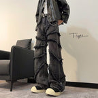 Damen lässige Denim-Hose mit fransigen Details und weitem Schnitt