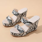 Damen Wedge-Sandalen mit modischem Schlangenleder-Design R&B