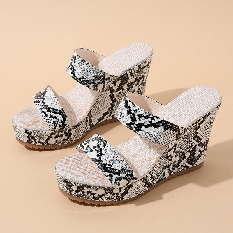 Damen Wedge-Sandalen mit modischem Schlangenleder-Design R&B