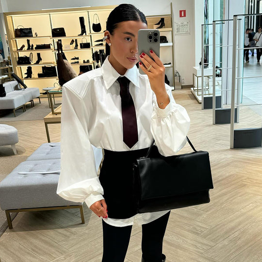 Damen Oversized Bluse mit voluminösen Ärmeln R&B