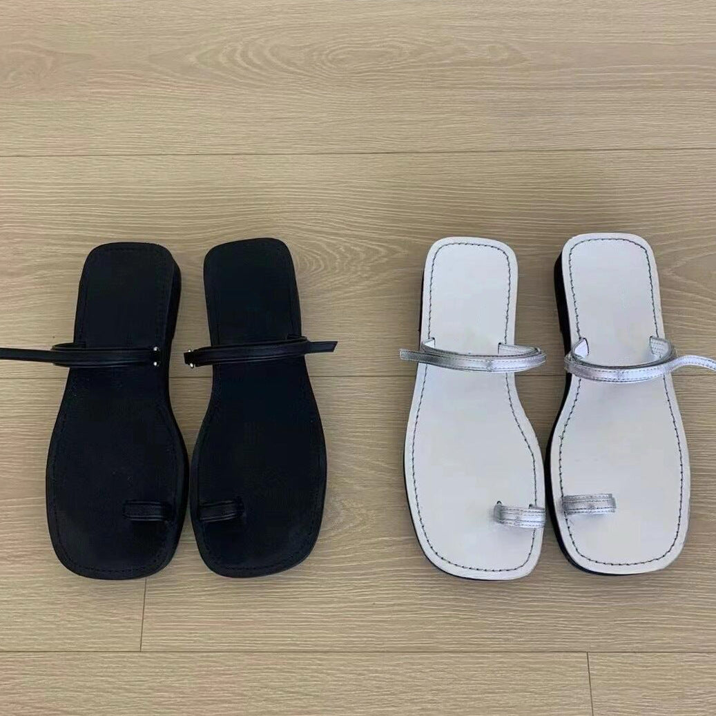 Damen Designer Zehentrenner-Sandalen mit modischem Metallic-Design und komfortablem Fußbett R&B