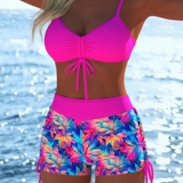 Damen modischer Bikini-Set mit Schößchen und verstellbarem Träger R&B