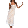 Damen Spitzen-Nachtkleid mit Rüschen und dekorativen Trägern R&B